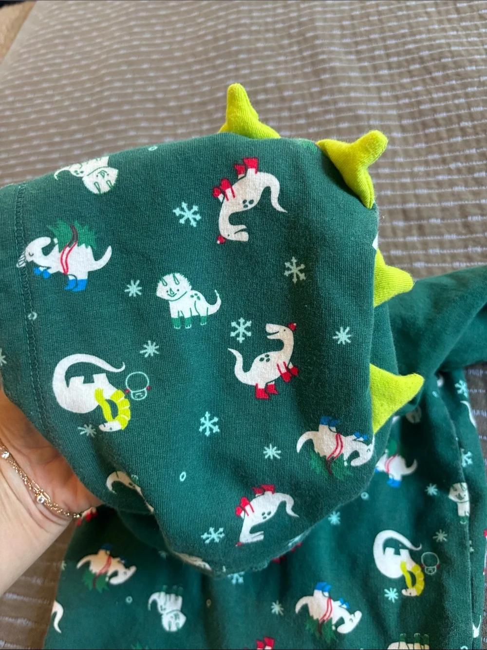 Cat & Jack Baby 3-6M Green Dinosaur Winter Hooded One-Piece Romper